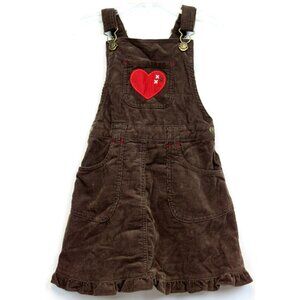 NWT 2008 Gymboree Mountain Cabin Brown Corduroy Dress Jumper Overall Bib Heart